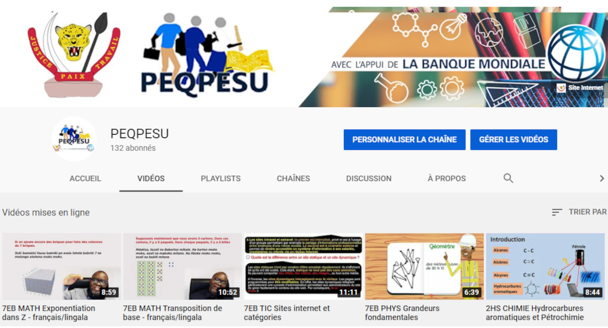 Aperçu de la chaine YouTube du PEQPESU